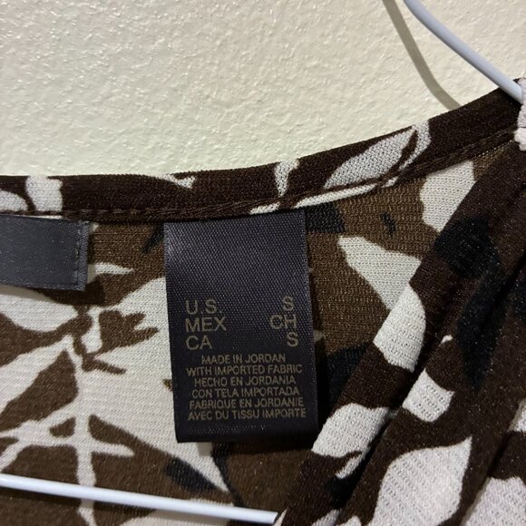 Liz Claiborne Brown & White Sleeveless Floral Blouse - Women's S - Picture 4 of 11